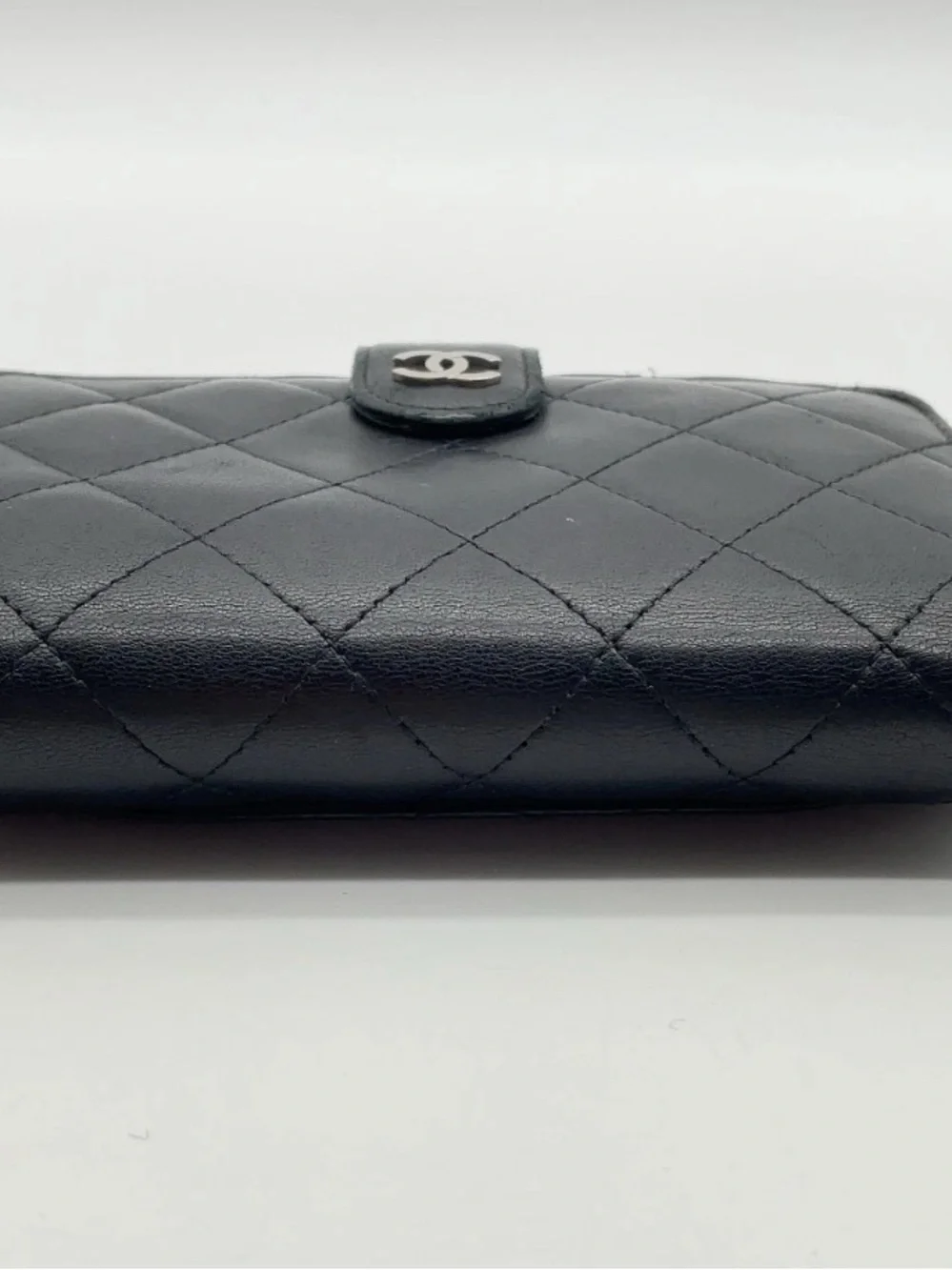 CHANEL Black Quilted Leather Card & Key Holder with CC Turn-Lock